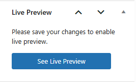 Live Preview button in WordPress sidebar